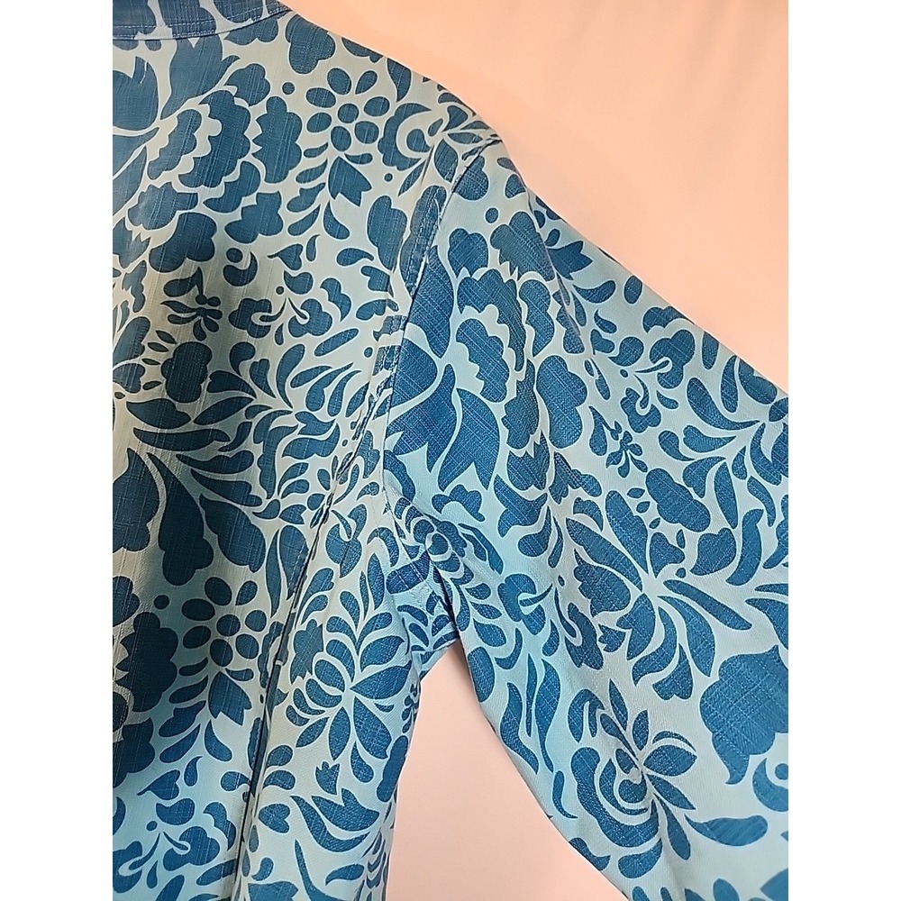 Coldwater Creek Floral‎ Jacket Long Sleeve Teal Blue Full Zip Lined Womens L - Picture 13 of 16